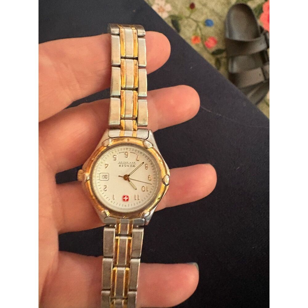 Vintage Wenger Sak Design Swiss Made Two Tone Quartz Watch Women's